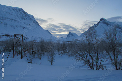 Fotografie Sarek national park in Sweden during cold snow polar winter