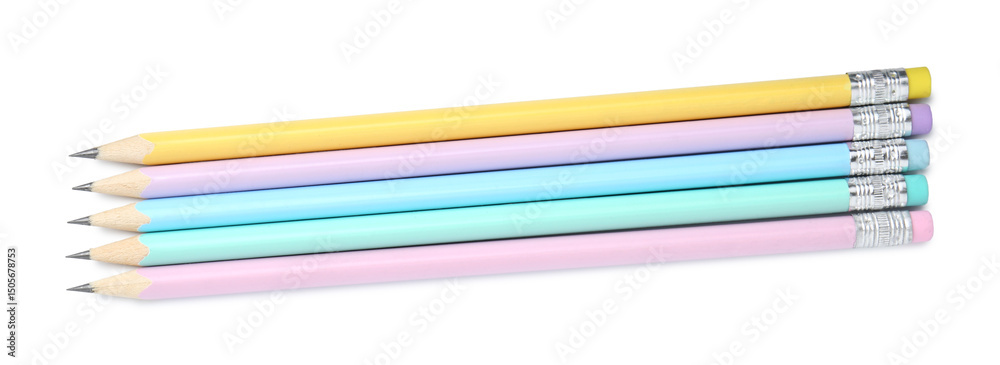 Many sharp graphite pencils isolated on white, top view Many sharp graphite pencils isolated on white, top view