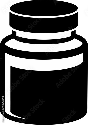 Pill Bottle With Cap Silhouette Vector Illustration