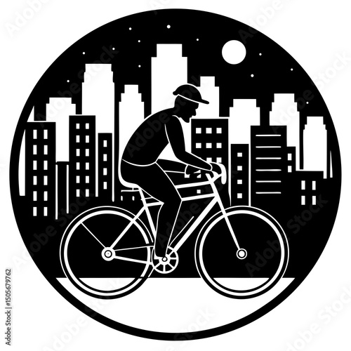 Eco Friendly Urban Transportation by Bicycle Riders Line Art Vector illustration
