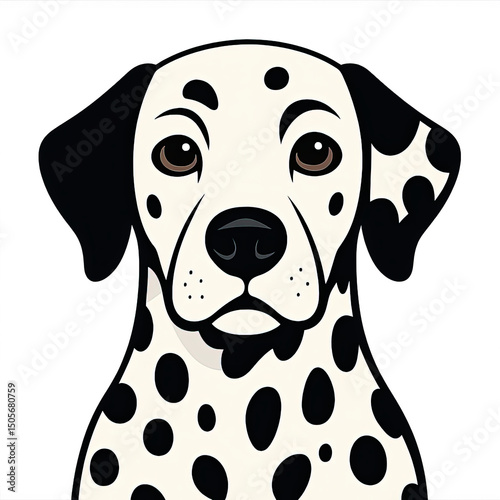 Dalmatian dog illustration with distinctive black spots on white background  