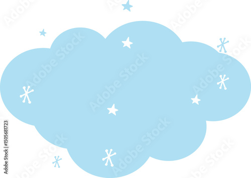 blue color wax crayon drawing fluffy cloud vector. Hand drawn doodle weather sky pattern. Childish pencil drawn clouds element.
