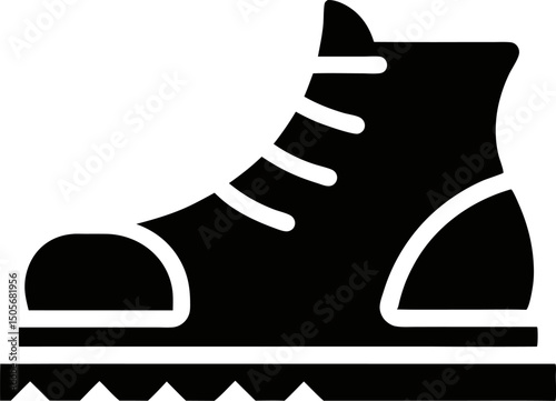 Snow Boot With Treads Silhouette Vector Illustration