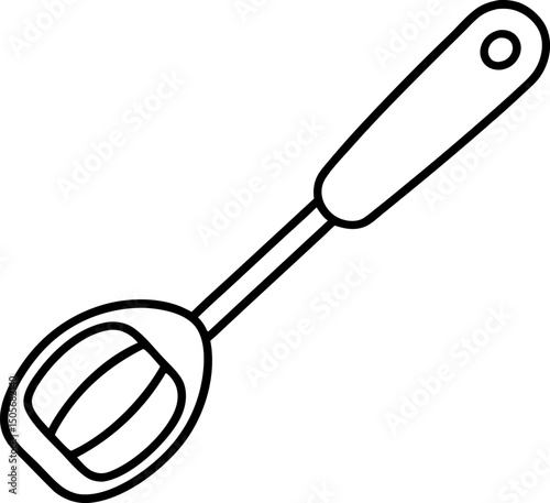 Spatula With Egg Line Art Vector Illustration