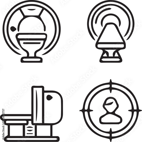 Medical Imaging Icons: Vector illustration of medical imaging equipment, capturing the essence of modern diagnostic procedures.