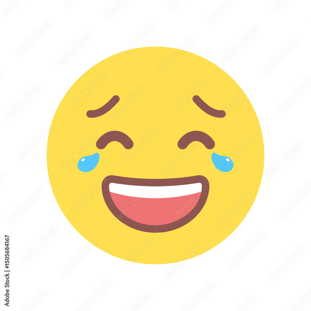 Fototapeta premium 涙を流して爆笑する表情の絵文字 - 大笑いや泣き笑い、嘲笑やいじわる顔のイラスト