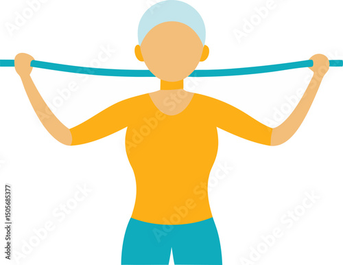 Vector Silhouette Older Woman Using A Resistance