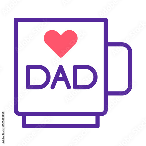 Simple symbolic illustration of a Father's Day coffee mug icon with heart