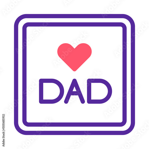 Father's Day design: A heart and 'Dad' enclosed in a vibrant purple square frame