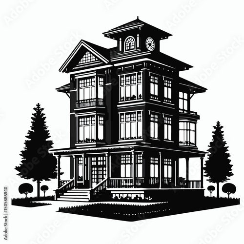 silhouette of building with various models
