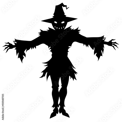 Scarecrow Silhouette – Halloween or Farm Decoration Vector