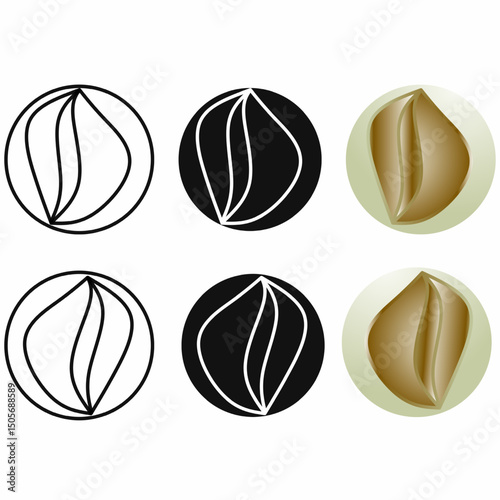 Set of stylized marble ball vector icons in line,silhouette and 3D gold designs. Perfect for decoration, patterns, game,toy and luxurious stone elements.