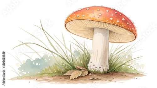 mushroom watercolor clipart illustration