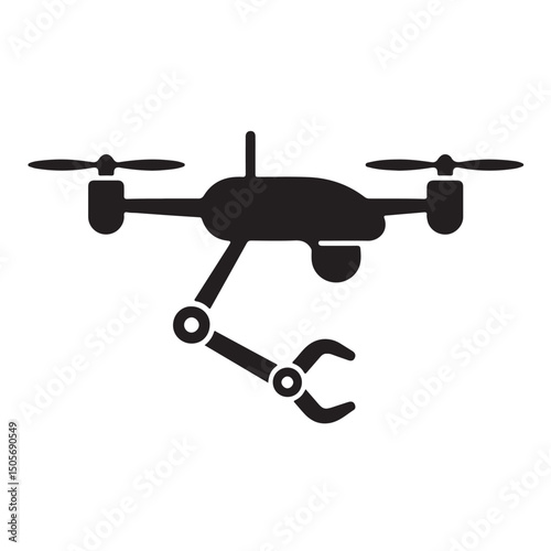Quadcopter Drone Silhouette Vector – Flying Drone Icon Without Camera

