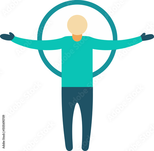Vector Silhouette Senior Adult Arm Circles Exerci