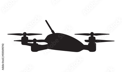 Quadcopter Drone Silhouette Vector – Flying Drone Icon Without Camera

