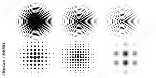 Halftone gradient. Dotted gradient, smooth dots spraying and halftones dot background seamless modern arts	 modern dot
