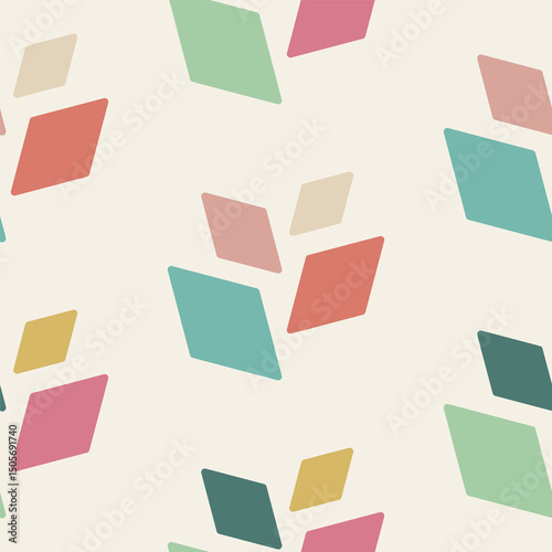 Abstract diamond flower pattern with retro palette