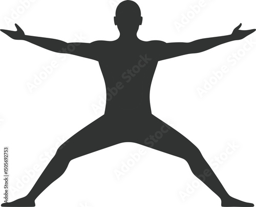 Vector Silhouette Warrior Ii Pose Virabhadrasana