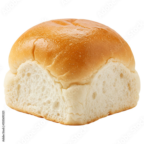 Fresh baked dinner roll close up image for food photography and recipe blog posts and culinary projects on transparent background