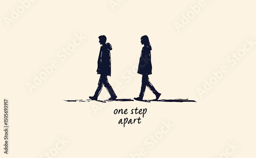 Silhouetted figures walking in opposite directions, symbolizing distance and separation.
