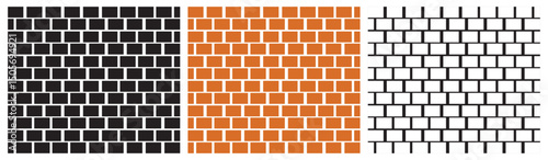 Brick wall icon set in three colors. Vector illustration.