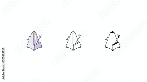 Metronome icons vector set color line glyph line icons stock illustration