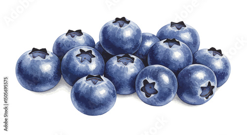 Watercolor Illustration Of A Heap Of Fresh Blueberries Presenting Rich Colors And Textured Surface