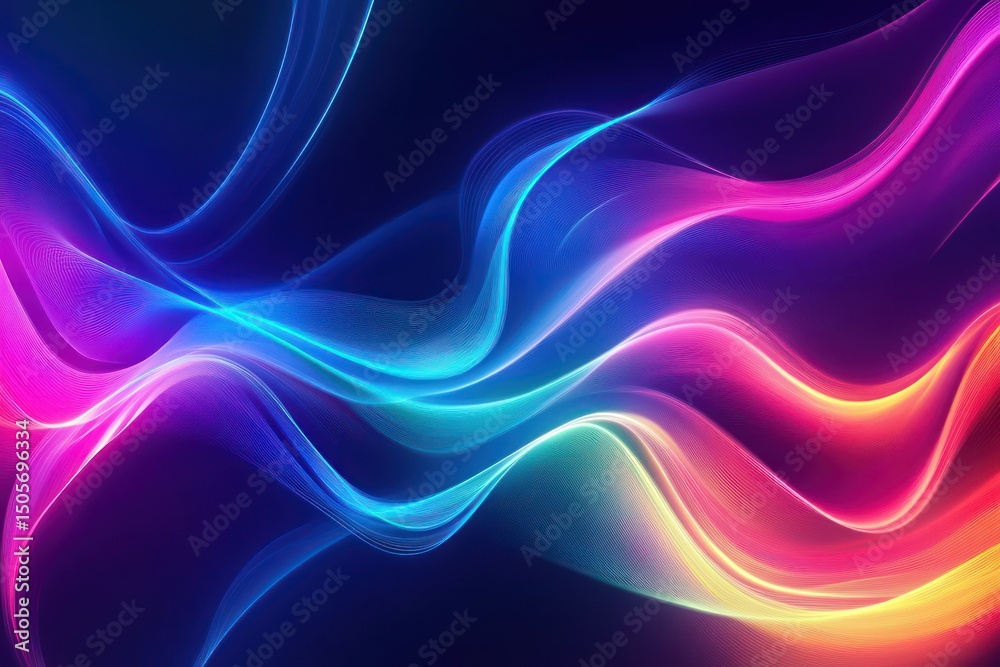 Fototapeta premium Abstract rainbow curved glowing lines background