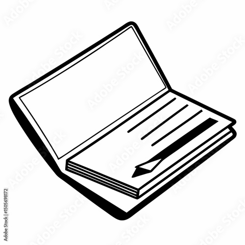 Open notebook with pencil in a minimalist design for education and creativity
