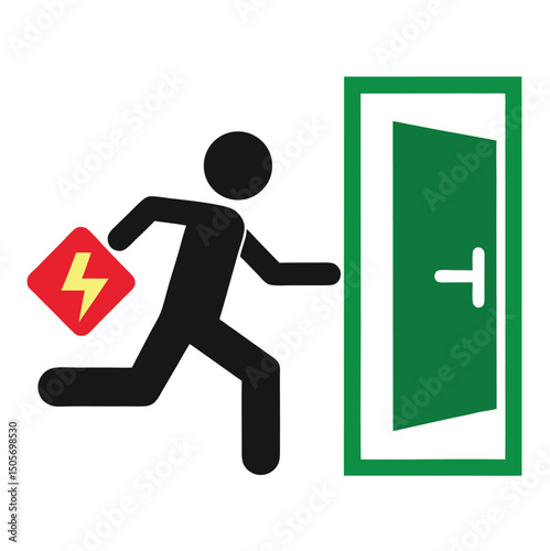 Running man emergency fire exit sign icon isolated on white background