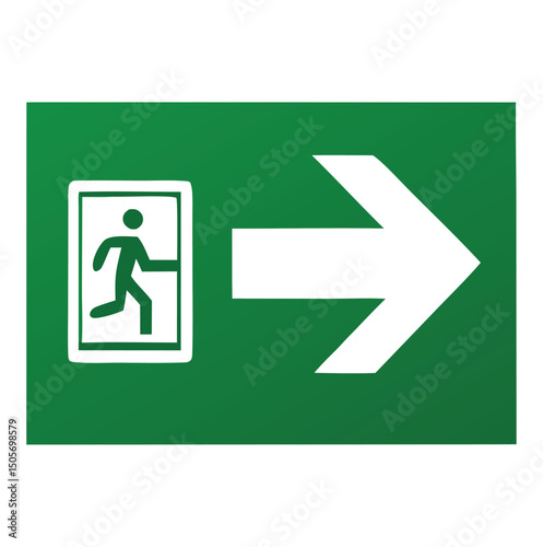 Wallpaper Mural Silhouette of a person running toward an EXIT door. Bold text and arrow convey urgency. Ideal for alerts, warning signs, emergency signage, safety posters, or editorial use. Torontodigital.ca