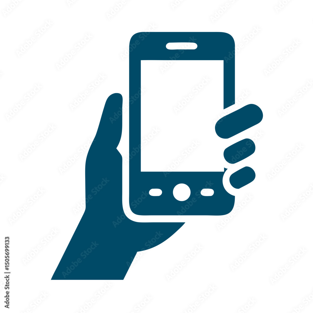 mobile phone in hand icon mobile phone in hand icon