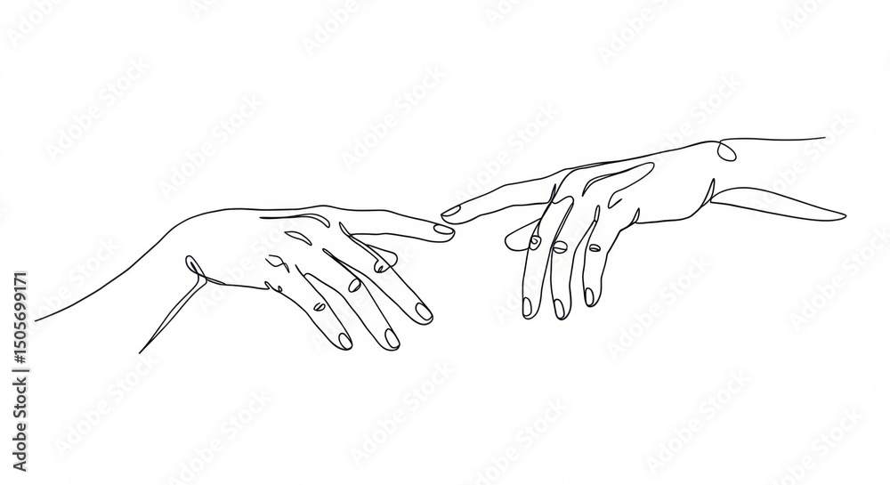Obraz premium Elegant line art hands reaching connection grace minimalism beauty