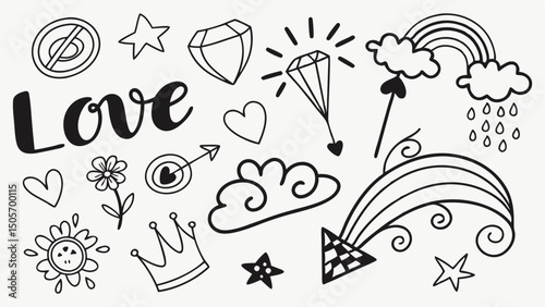 Seamless Christmas flower vector doodle sketch pattern