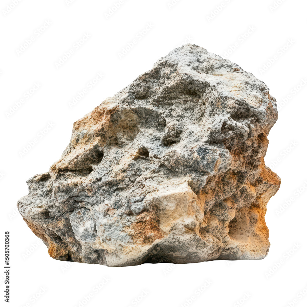 Obraz premium Heavy reef rock, Unique Heavy Reef Rock With Intricate Coral Formations on a Clean, isolated on transparent background