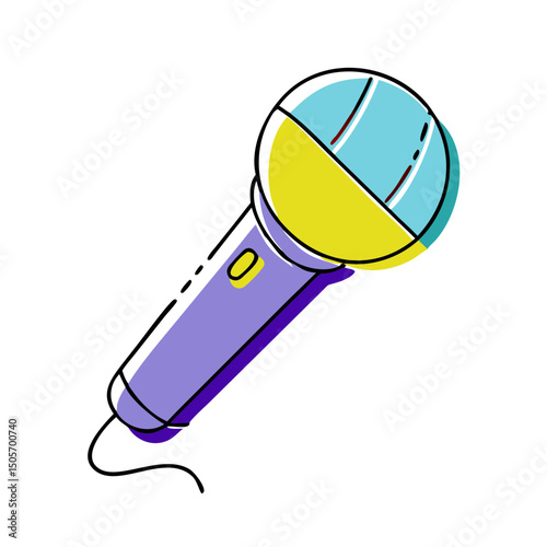 Colorful microphone illustration, for podcasting and music projects