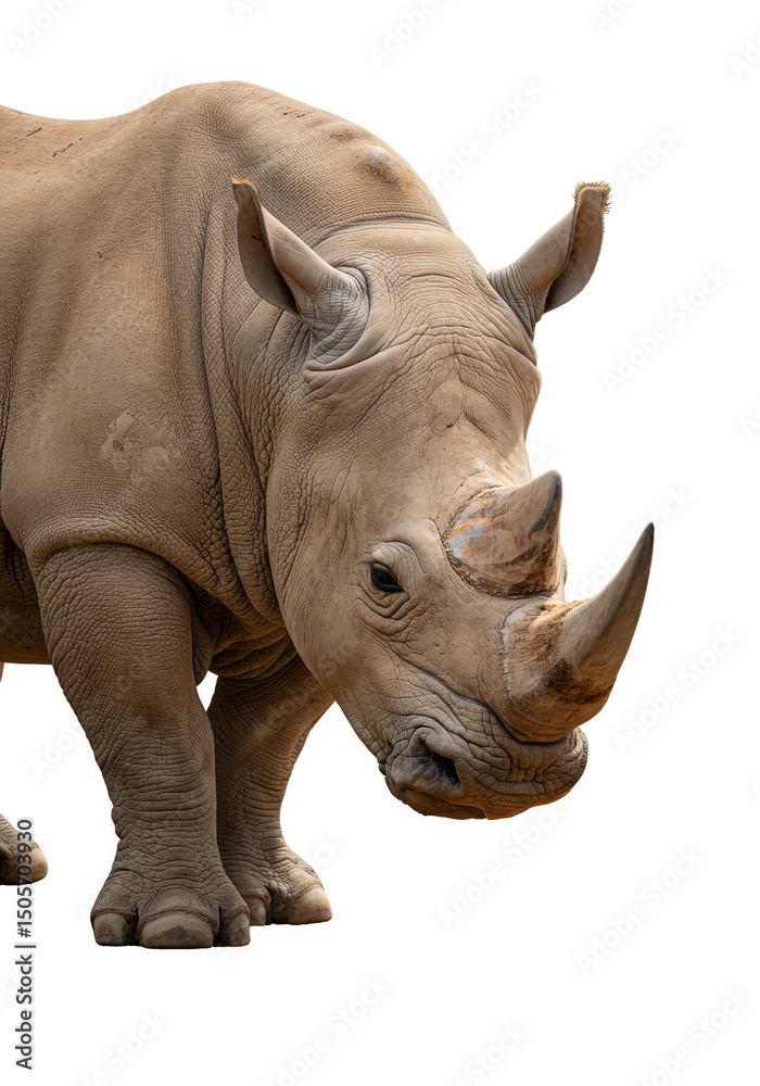 Obraz premium Isolated Rhino with Transparent Background Wildlife Animal Mammal