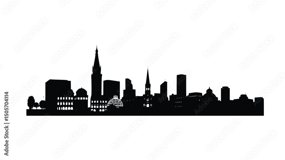 Obraz premium vector silhouette skyline with black background
