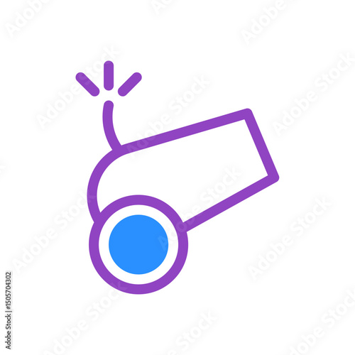 Stylized cannon with lit fuse illustration for celebration or decoration