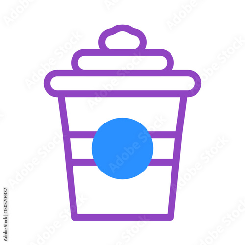Vivid minimalist depiction of an iced drink with a striking purple outline