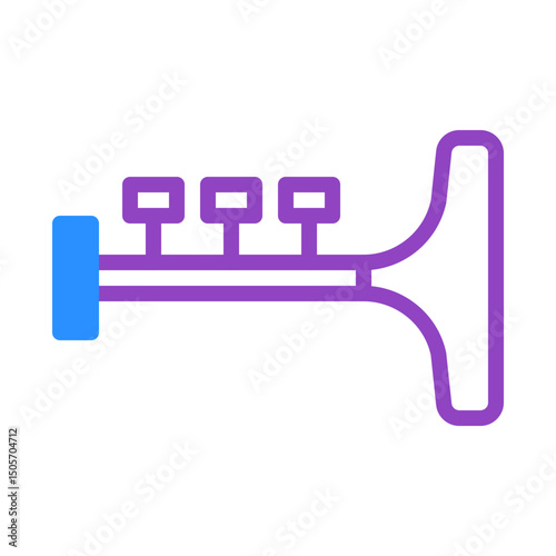 Stylized linear illustration of a brass trumpet with vibrant purple outline