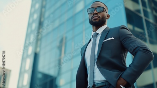 Confident company leader in sharp suit, embodying leadership and vision.