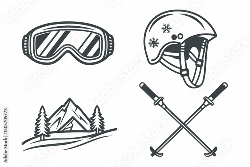 Collection of vintage music construction tools vector icons and hand-drawn silhouettes