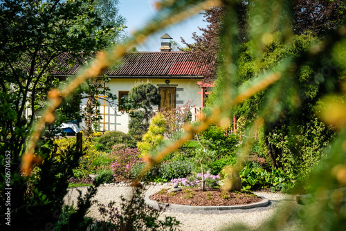 A very beautiful garden house in a neat and tidy allotment in summer. Gardening, allotments, urban gardening