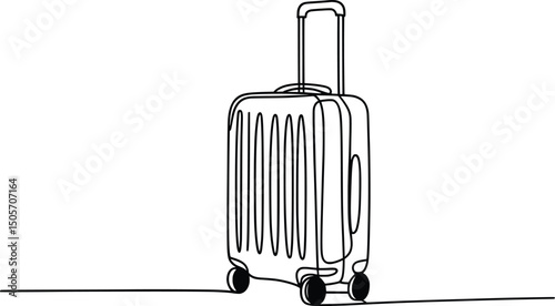 Line Art Minimalist Suitcase Vector Illustration, Travel Luggage Outline Art Illustration.
