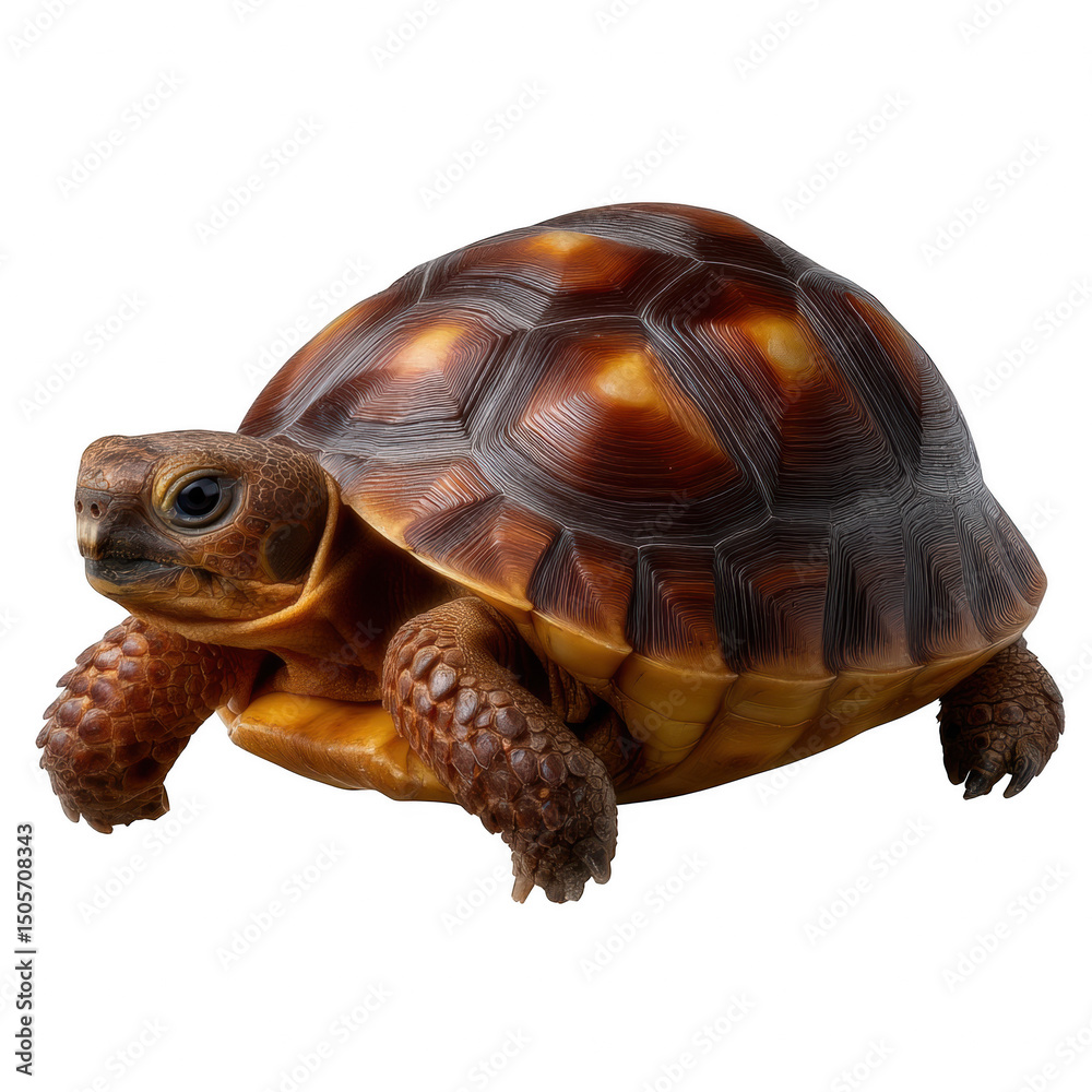 Fototapeta premium Majestic tortoise turtle isolated on a clean background captured in focus showcasing its remarkable and unique features Transparent background PNG
