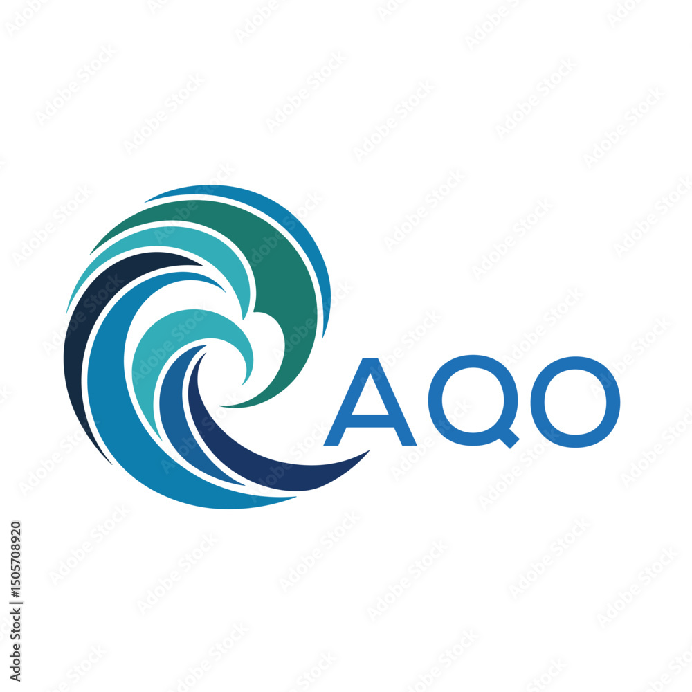 Naklejka premium AQO Creative Wave Icon for Branding. AQO Letter logo. 