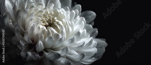 Close-up of a detailed white chrysanthemum.