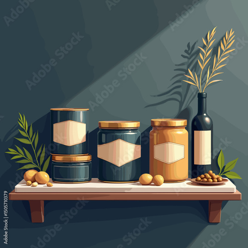 canned food on small shelf